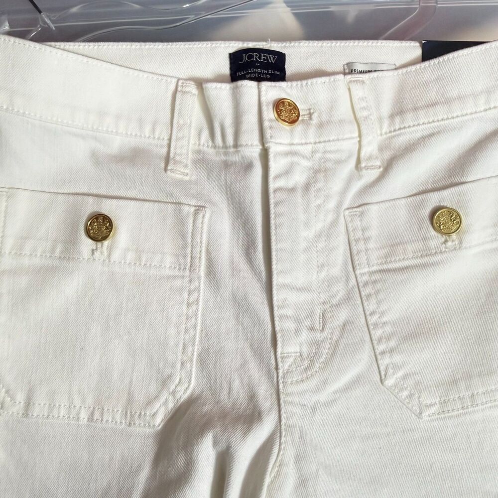 J.CREW Premium Ed Slim Wide Leg Sailor Jean 27P White All Day Stretch NWT B55 - Picture 4 of 6